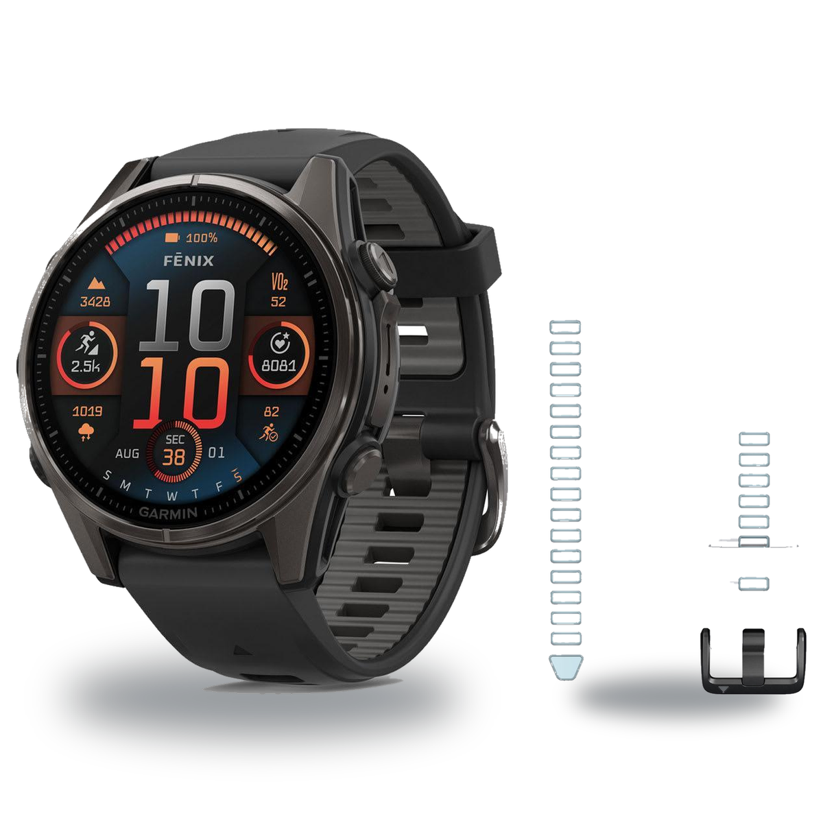 Garmin fenix 8 43mm Smartwatch + QuickFit 20 Band Package — includes Garmin Fenix 8 Multisport Smartwatch, Garmin QuickFit 2…