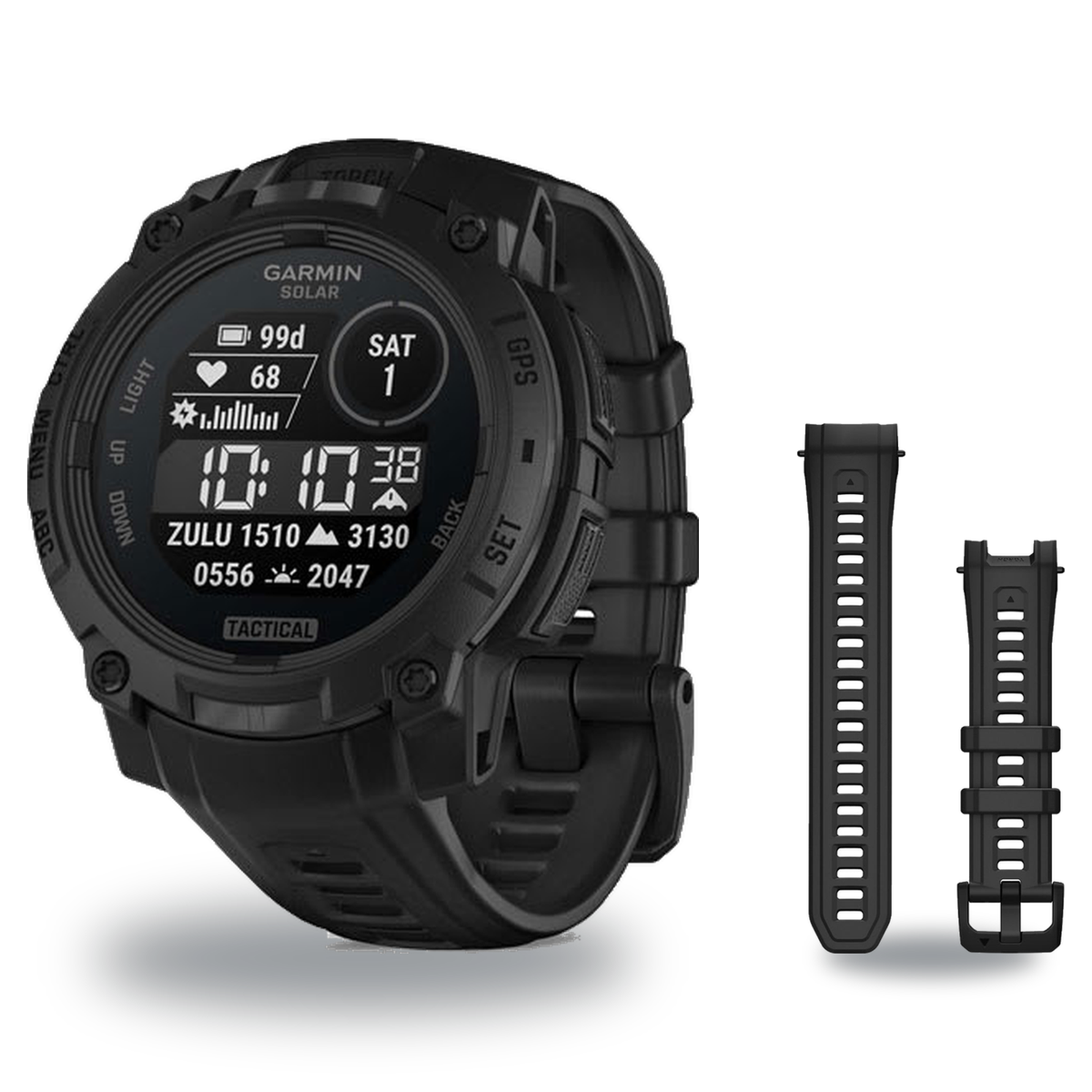 Garmin Instinct 3 45mm Smartwatch + 22mm Band Package — 45 mm, Instinct 3 – Solar, Tactical, Black