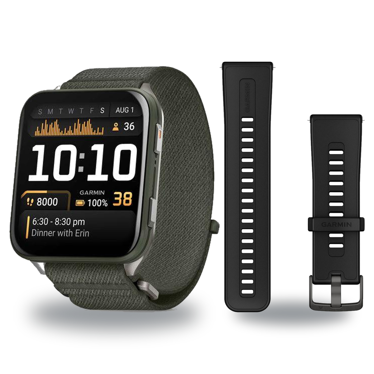 Garmin Venu X1 Smartwatch + Quick Release 24mm Band Package — Moss / Titanium