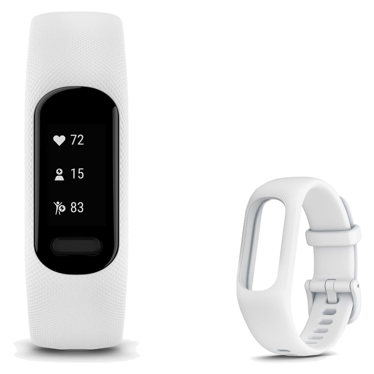 Garmin vivosmart 5 Tracker + Replacement Band Package — White, S/M (Small / Medium)