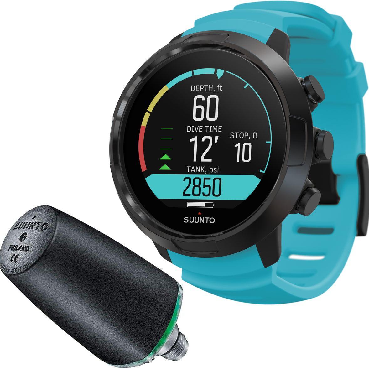 Suunto D5 Wrist Dive Computer with USB Cable & POD Package-Aqua Blue-