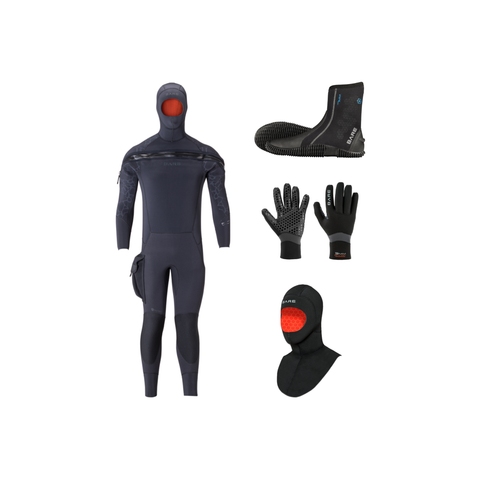 Bare Velocity Ultra 2.0 8/7mm Semi-Dry Thermal Package – Mens Wetsuit + Hood + Gloves + Boots