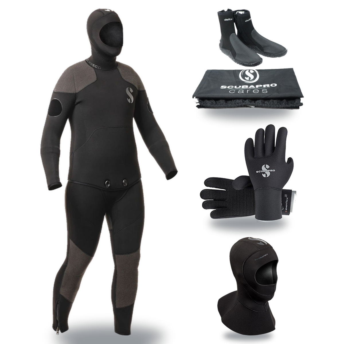 Scubapro Classico 7.5/6mm Thermal Package – Mens Wetsuit + Hood + Gloves + Boots