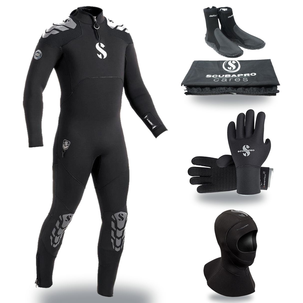 Scubapro Everflex Yulex 5/4mm Thermal Package – Mens Wetsuit + Hood + Gloves + Boots — includes Scubapro Everflex Yulex Stea…