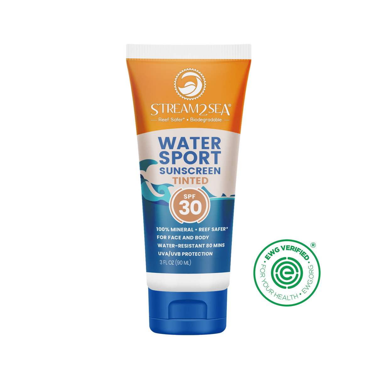 Stream2Sea Tinted Water Sport Sunscreen SPF 30, 3 oz tube