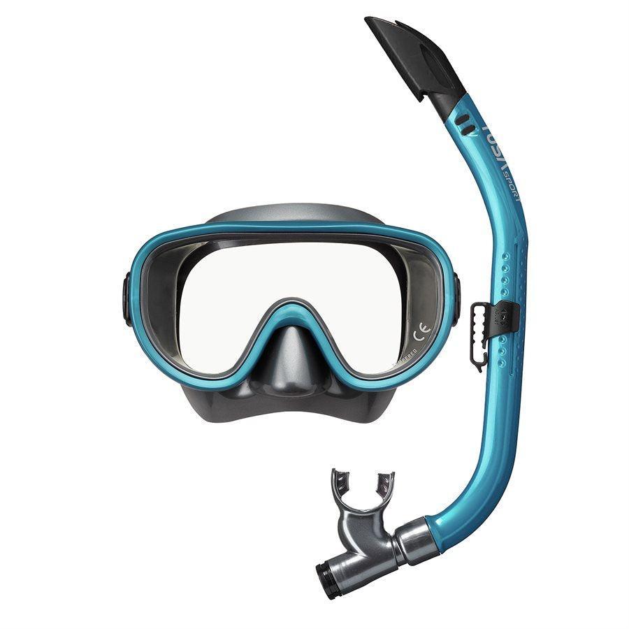 Tusa Adult M/S Snorkeling Combo (UM11/UN0103) Eco Pkg-Gun Metal/Ocean Green-