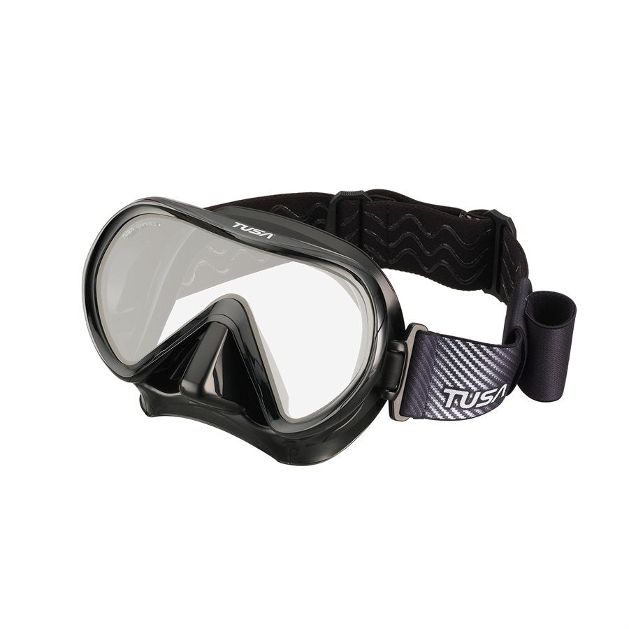 Tusa Ino Diving Mask Fabric Strap-Black Silicone-