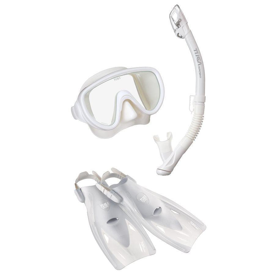 Tusa Snorkeling Set M/S/F (UM-16/USP-250/UF21) Pack-White-Medium-