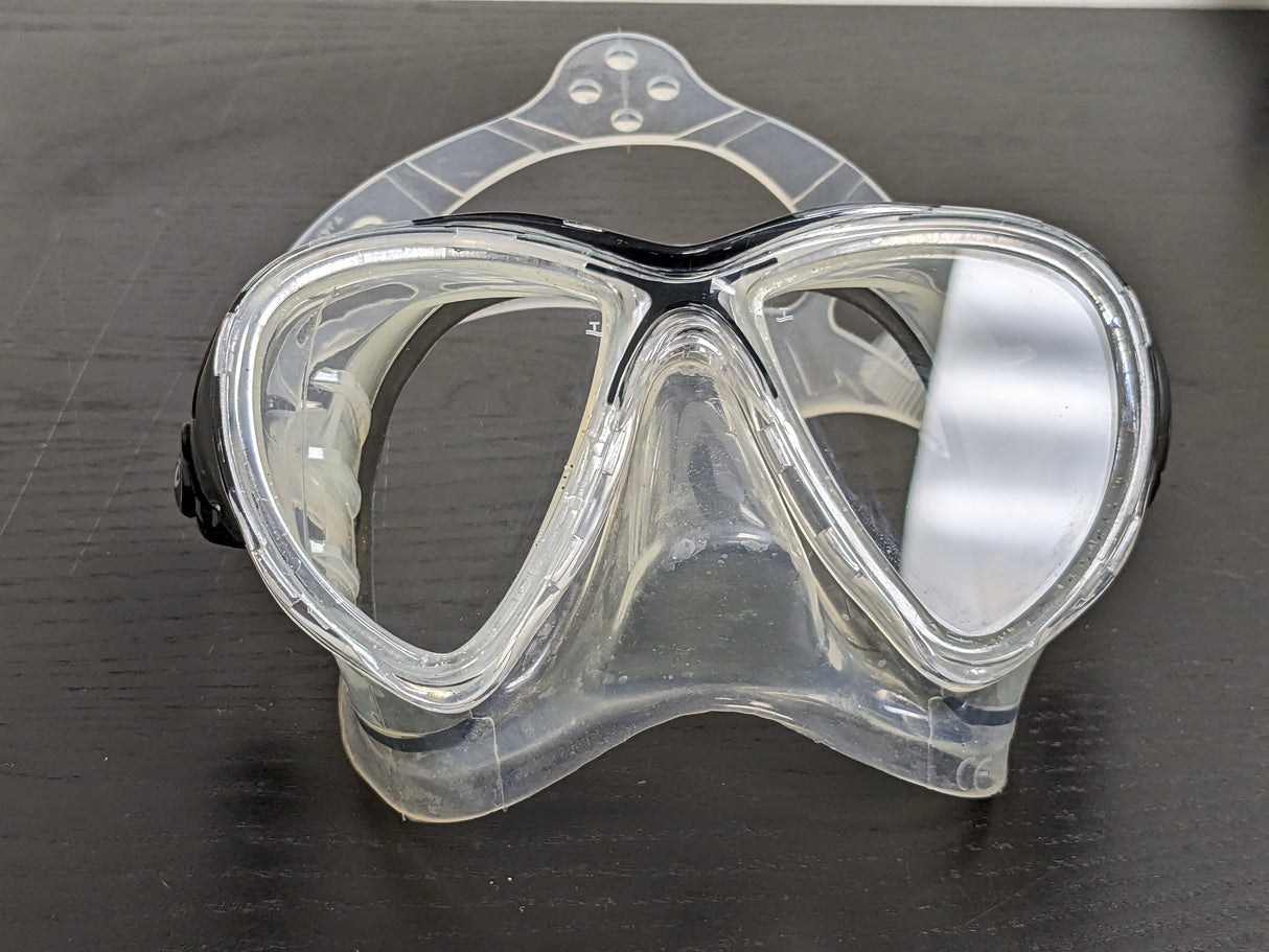 Used Cressi Sub Big Eyes Evolution CRYSTAL Silicone 2 Lens Scuba Diving Mask, Black/Clear-Acceptable-