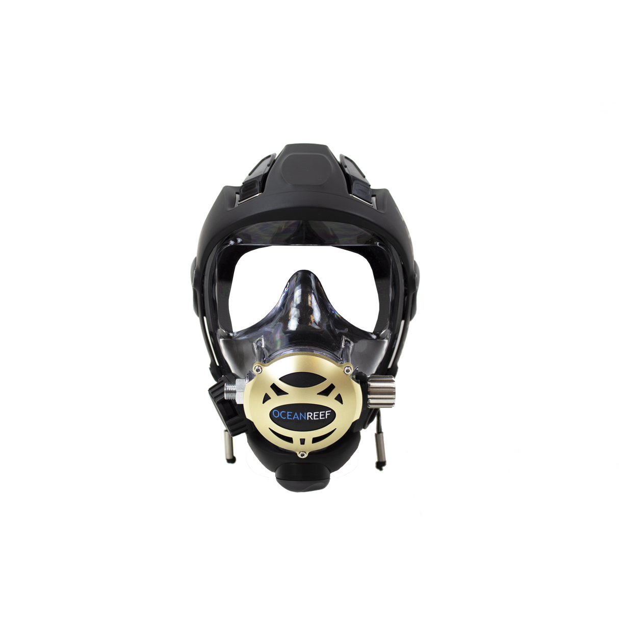Used Ocean Reef Predator Extender-Diving Full Face Mask with INT 2nd Stage, Surface Air Valve & Hose-New SS Adj Knob-