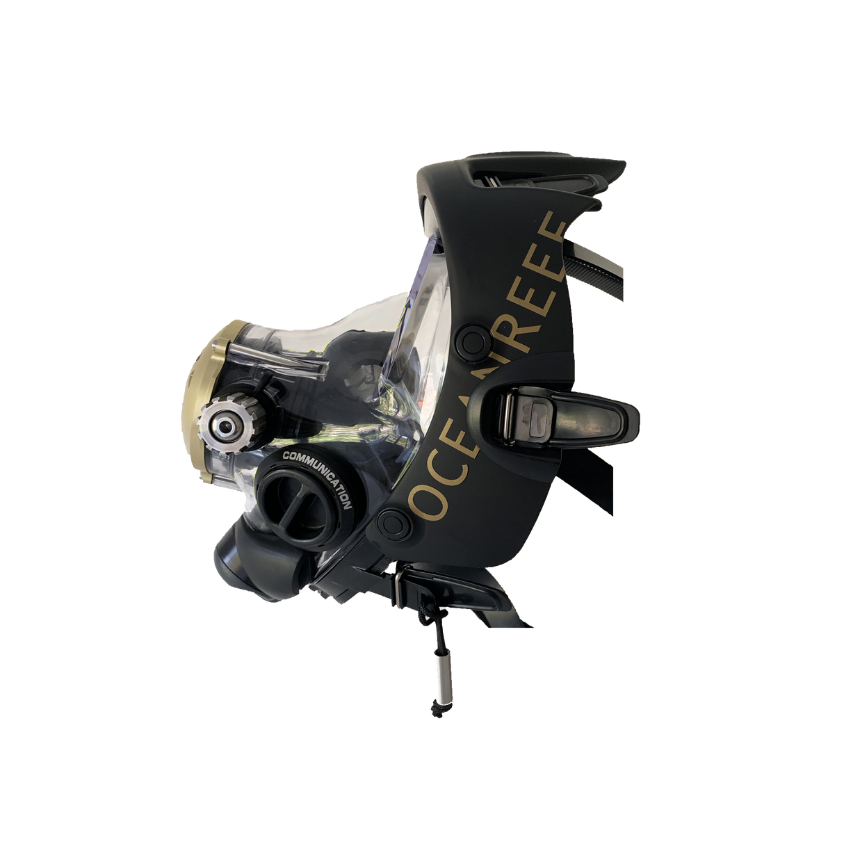 Used Ocean Reef Predator Extender-Diving Full Face Mask with INT 2nd Stage, Surface Air Valve & Hose-New SS Adj Knob-