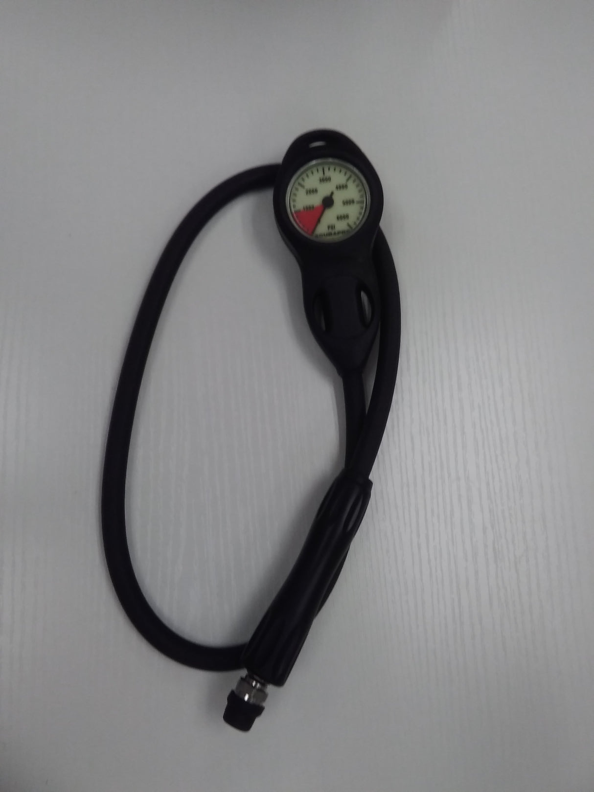 Used Scubapro Compact Plastic Pressure Gauge with Rubber U-Line boot and HP hose Dive Console - PSI-