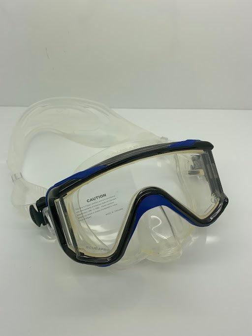 Used Scubapro Crystal Vu Plus Dive Mask W/Purge-Black/Blue/Gray-Like New-
