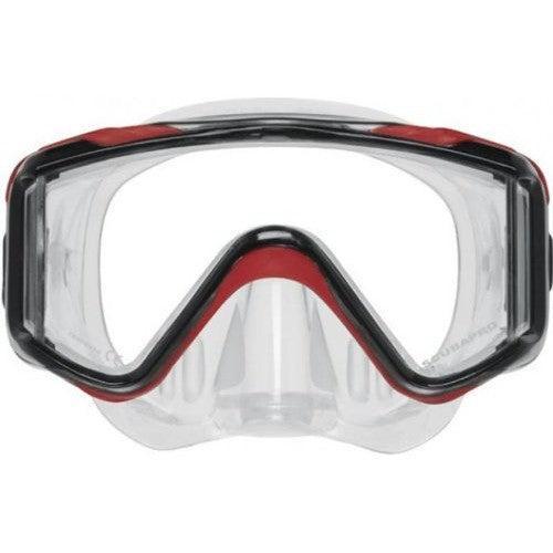 Scubapro Crystal Vu Plus Single Lens Scuba Diving Mask w/ Purge-Black/Red/Gray-Clear-