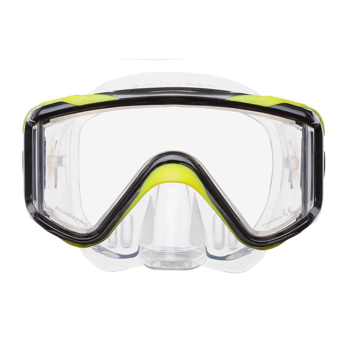 Scubapro Crystal Vu Plus Single Lens Scuba Diving Mask w/ Purge-Black/Yellow/Gray-Clear-