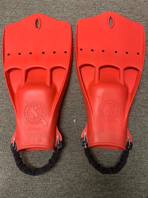 Used Scubapro Jet w/ Spring Heel Strap Scuba Diving Fin-Red-L-