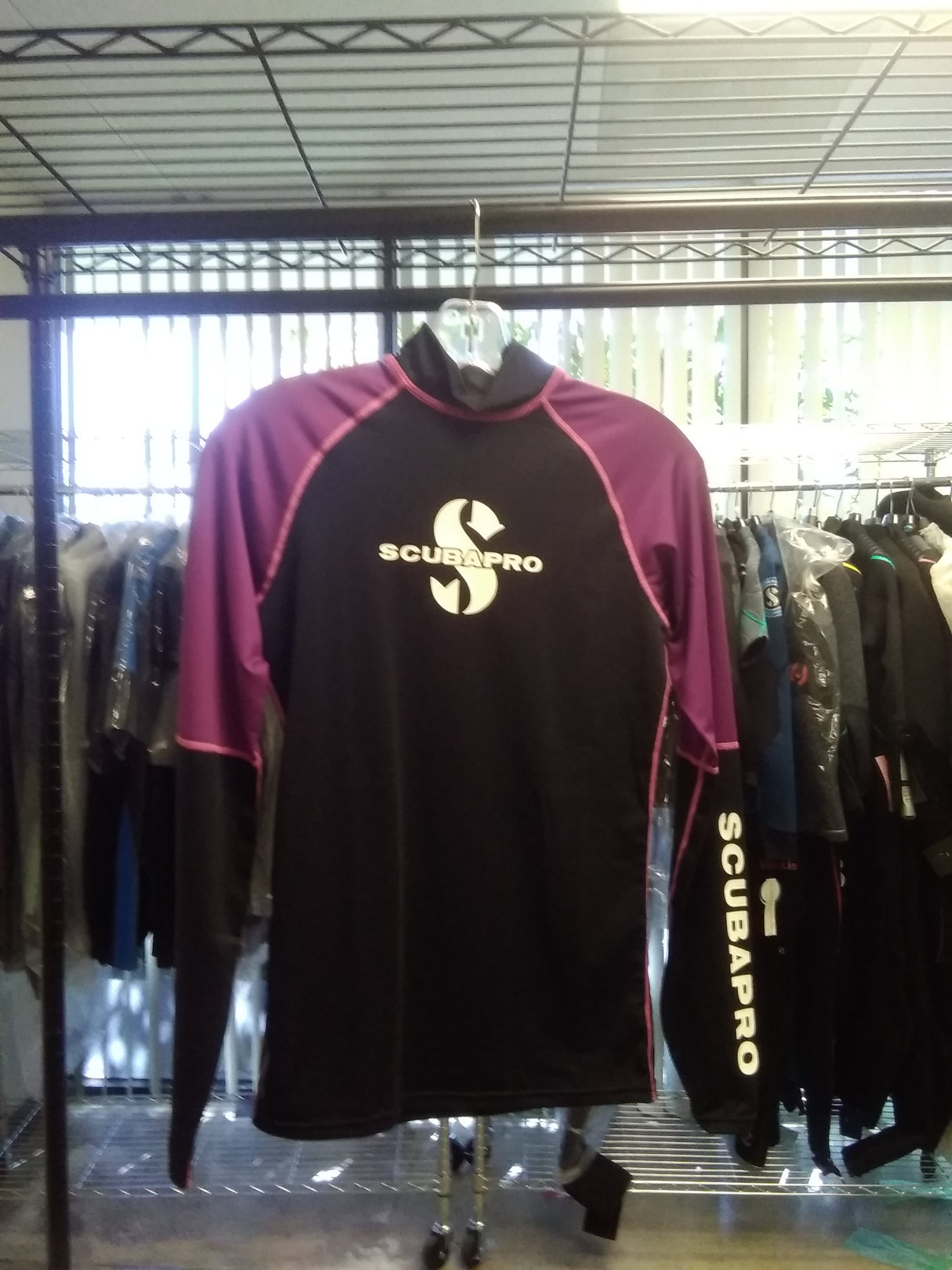 Used Scubapro Rash Guard Womens, Long Sleeve (UPF50) - Teal Size S-Pink/Purple-XS-