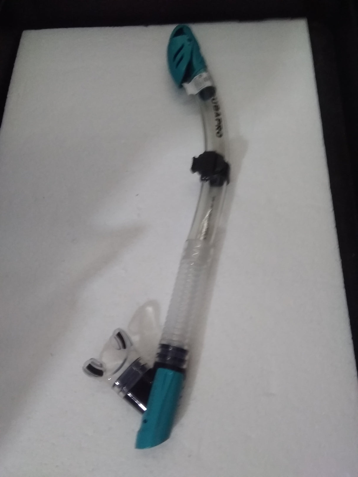 Used Scubapro Spectra Dry Scuba Diving Snorkel-Clear/Turquoise-