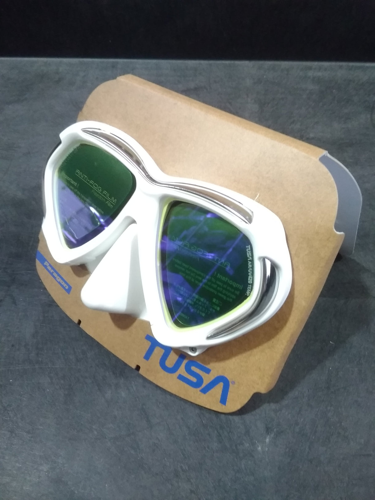 Used Tusa Paragon Dual Lens Scuba Diving Mask-White Skirt/White Frame-