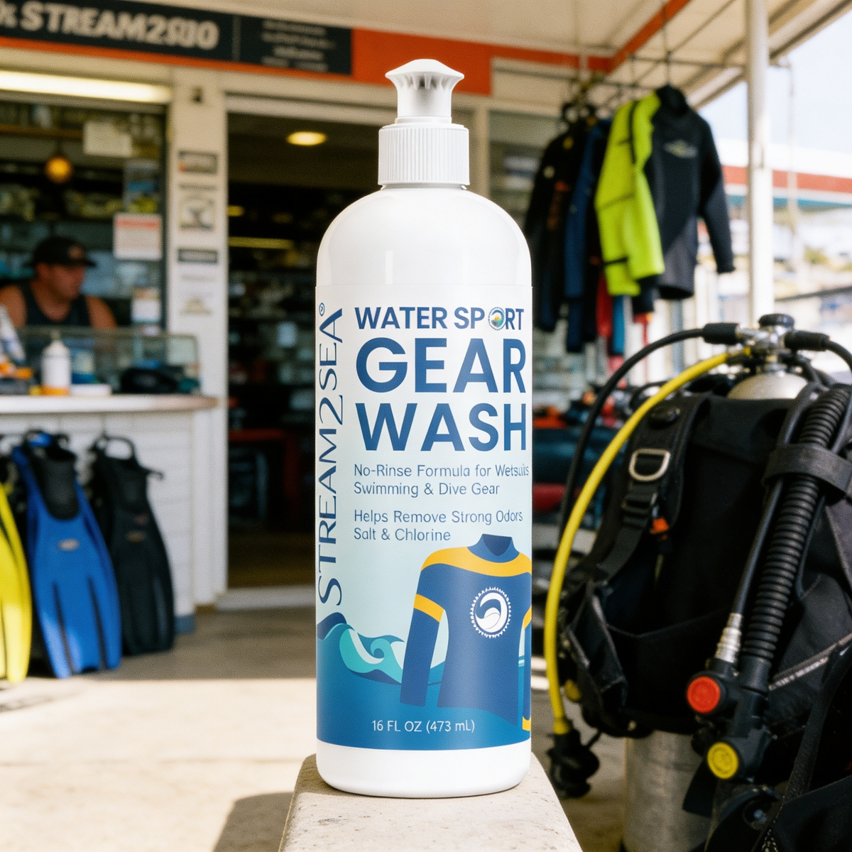 Stream2Sea Gear Wash in a dive shop