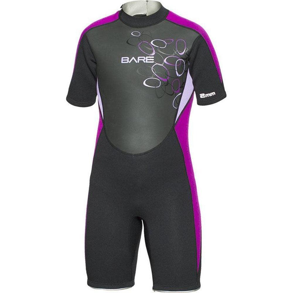 Bare 2 MM Manta Shorty Neoprene Youth Scuba Diving Wetsuit-Purple