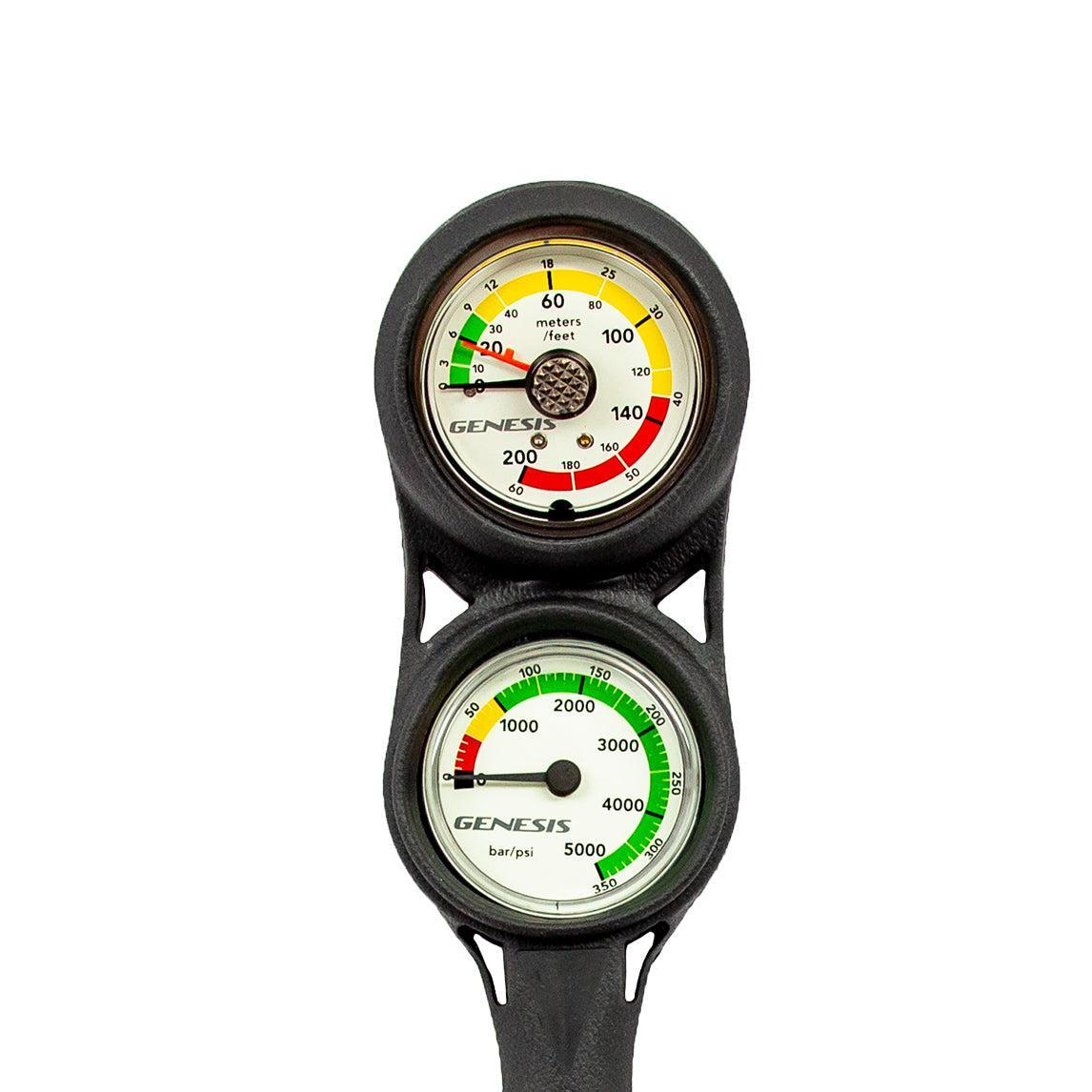 Genesis Two Gauge Analog Mini Console: Depth Gauge + Pressure Gauge-