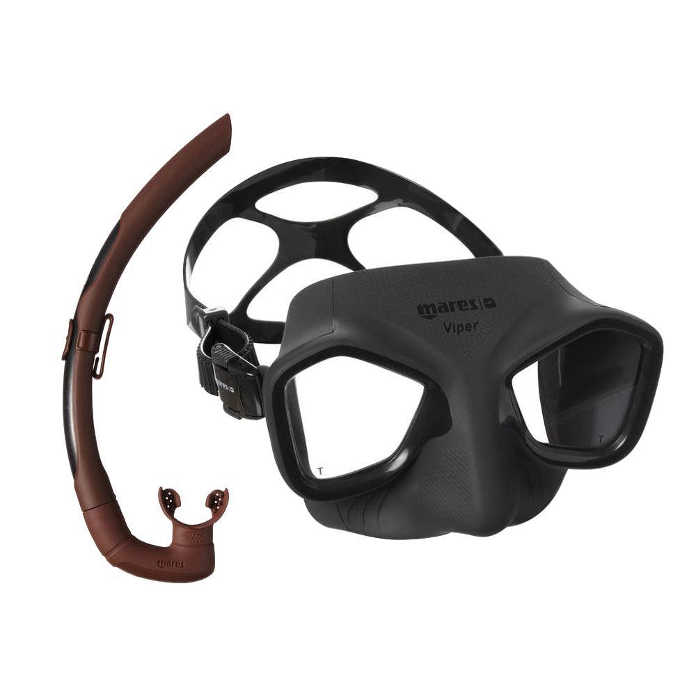 Mares Viper Mask and Dual Snorkel Combo-Black-Brown-