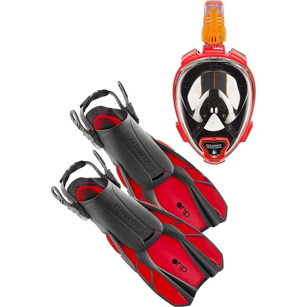 OCEAN REEF - Aria QR+ & DUO Fins Combo-Red-L/XL-L/XL
