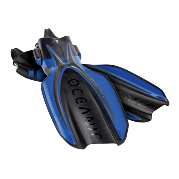Oceanic Manta Ray Open Heel Scuba Diving Fins-OCEANIC BLUE/BLACK