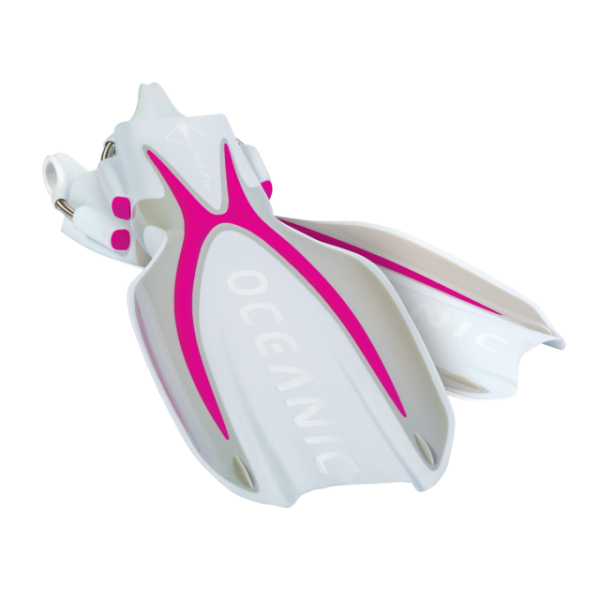 Oceanic Manta Ray Open Heel Scuba Diving Fins-PINK/WHITE