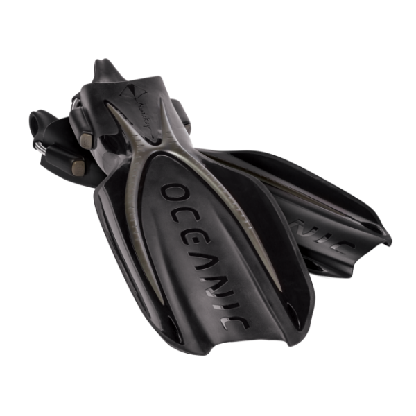 Oceanic Manta Ray Open Heel Scuba Diving Fins-TITANIUM/BLACK