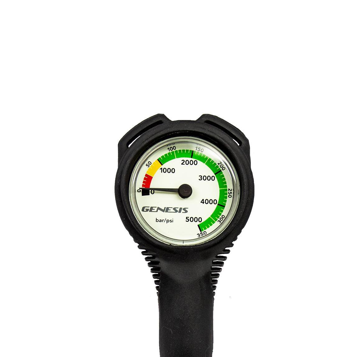 Genesis Scuba Mini Analog Pressure Gauge with Boot and Hose-