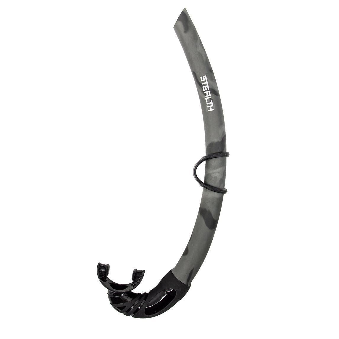 Genesis Stealth Snorkel J-Tube Snorkel for Free Diving, Spearfishing, Scuba, and Snorkeling-Black Camo-