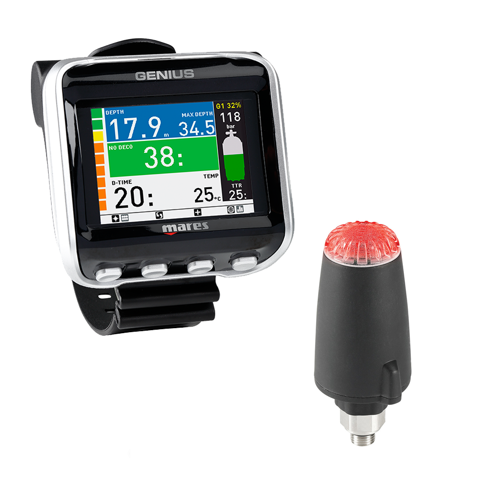 Mares Genius Computer Black/Black with LED Tank Module-