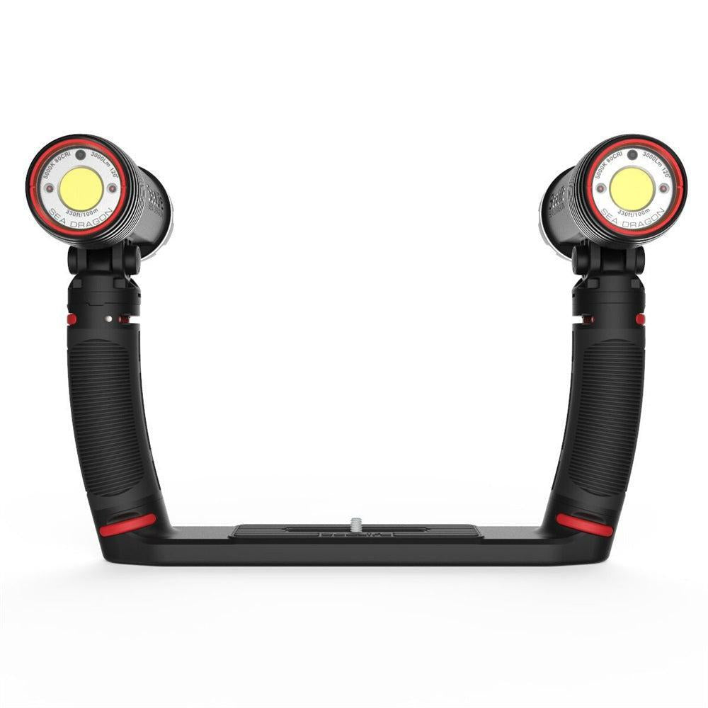 Used SeaLife Sea Dragon Duo 6000F Set (2x 3000 light, 2x grips, dual tray, Duo Case)-Like New