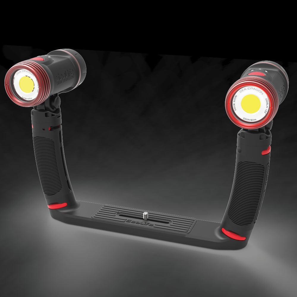 Open Box SeaLife SL989 Underwater Photo/Video Sea Dragon Duo 5000 Video Light Set with 2 2500 Lights, 2 Grips, Dual Tray & SL944 Duo Case-