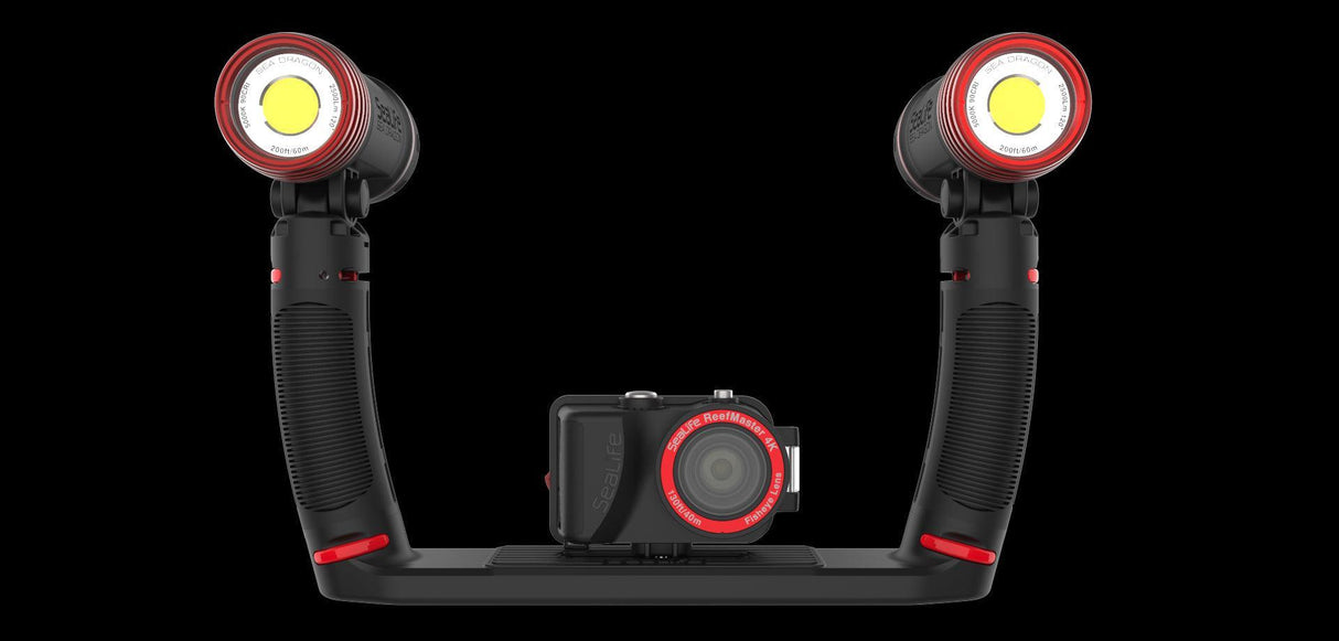 Open Box SeaLife SL989 Underwater Photo/Video Sea Dragon Duo 5000 Video Light Set with 2 2500 Lights, 2 Grips, Dual Tray & SL944 Duo Case-