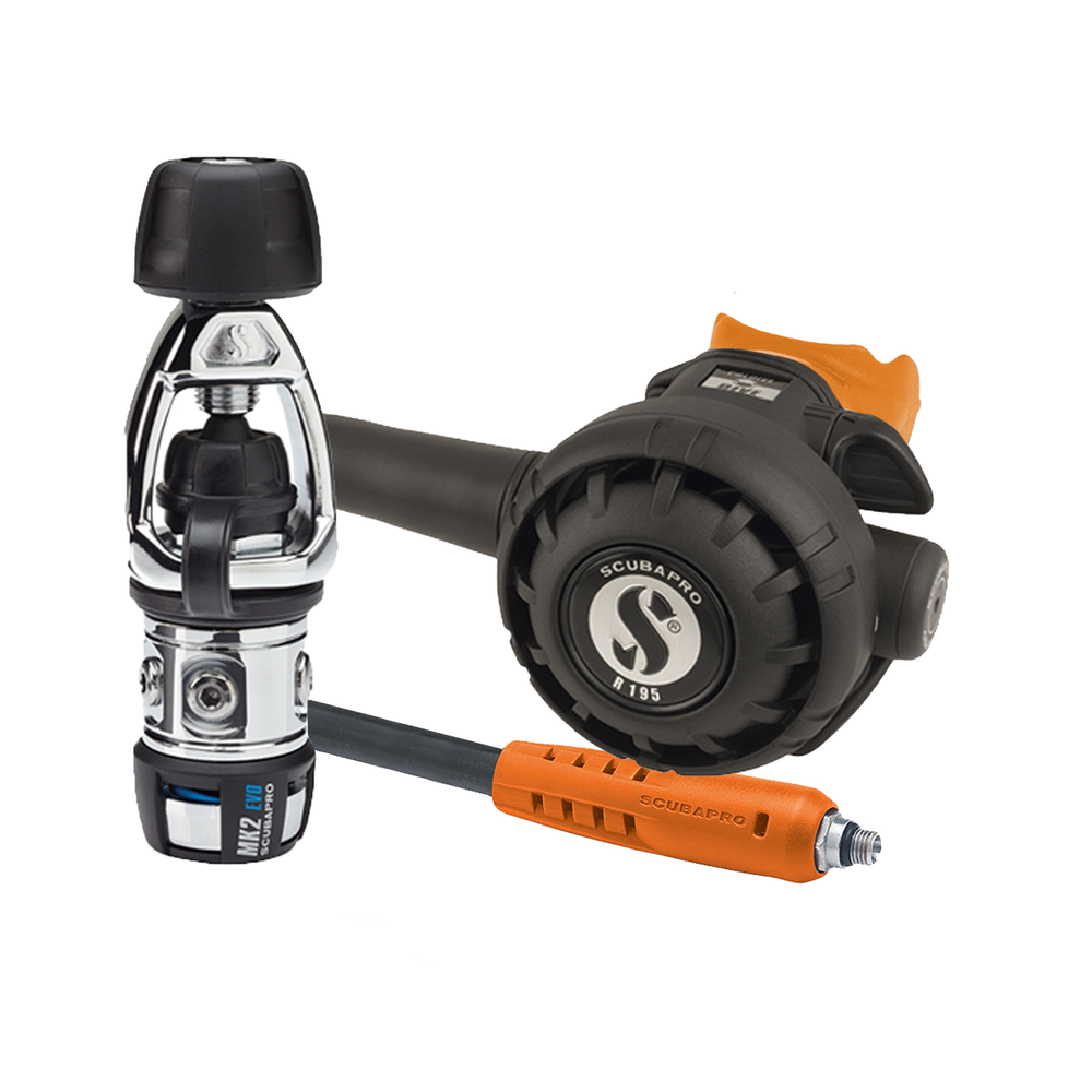 ScubaPro MK2 EVO/R195 Dive Regulator INT with Mouthpiece & Hose Protector-Orange