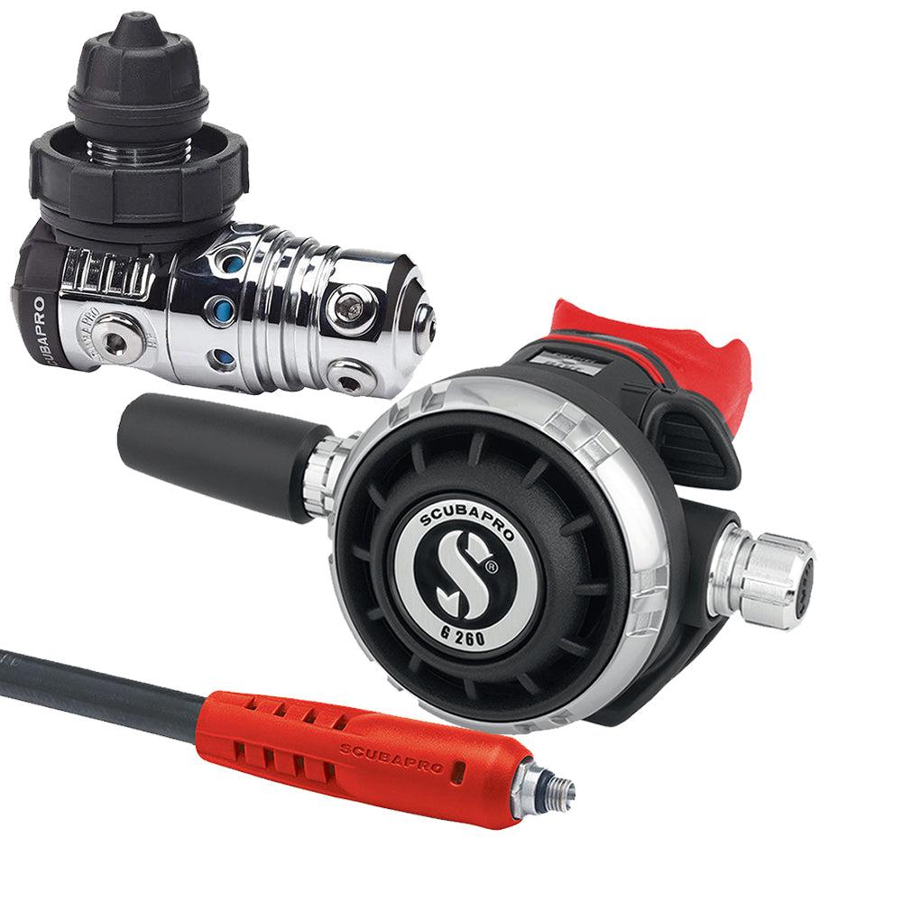 ScubaPro MK25 EVO DIN 300/G260 Dive Regulator with Mouthpiece Hose Protector-Red