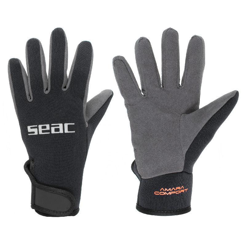 Seac Amara Comfort 1.5 mm Gloves (Black/Grey, Medium)