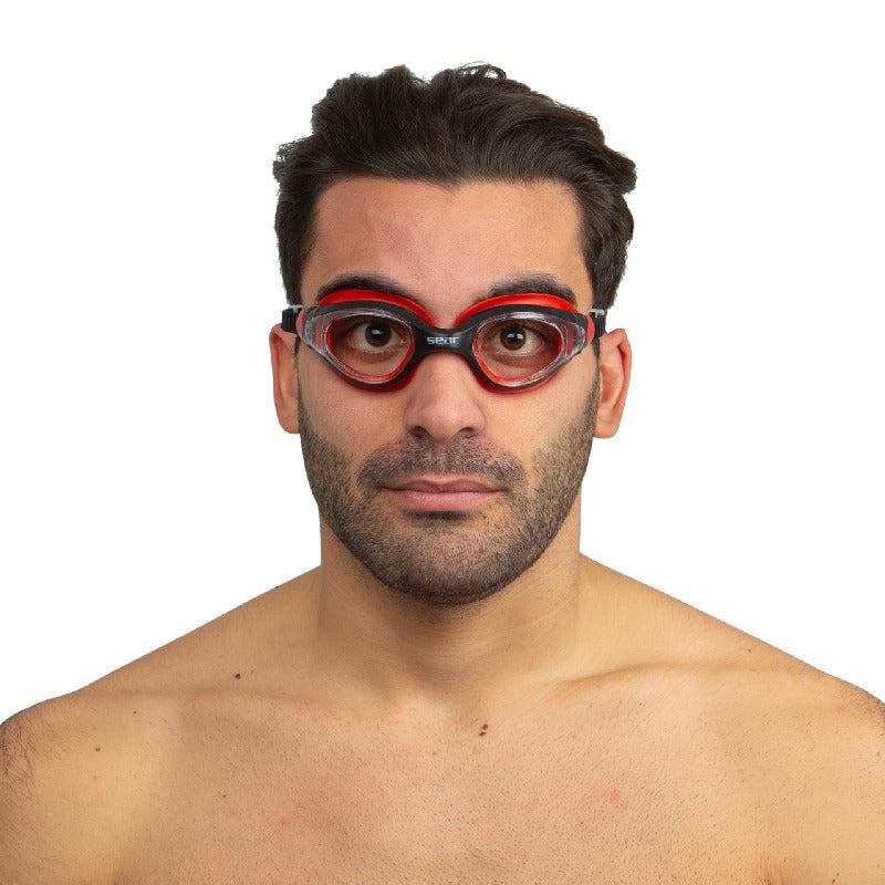 Seac Ritmo Swimming Goggles-BLACK/RED