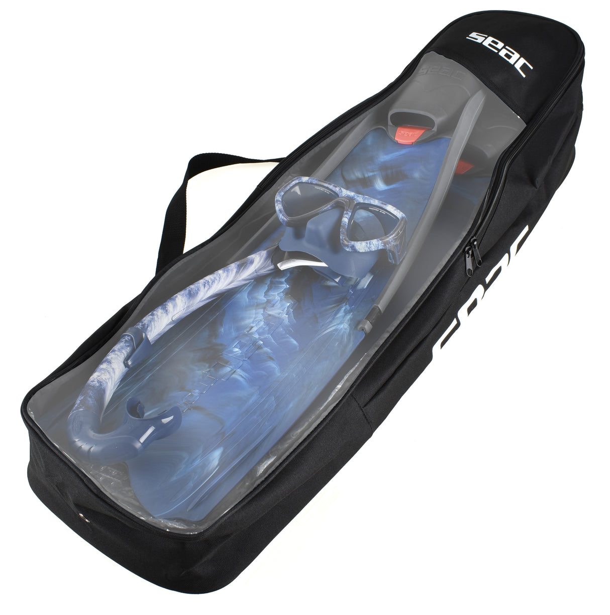 Seac Set Tris Motus Long Freediving and Spearfishing Fins Set-Blue Camouflage