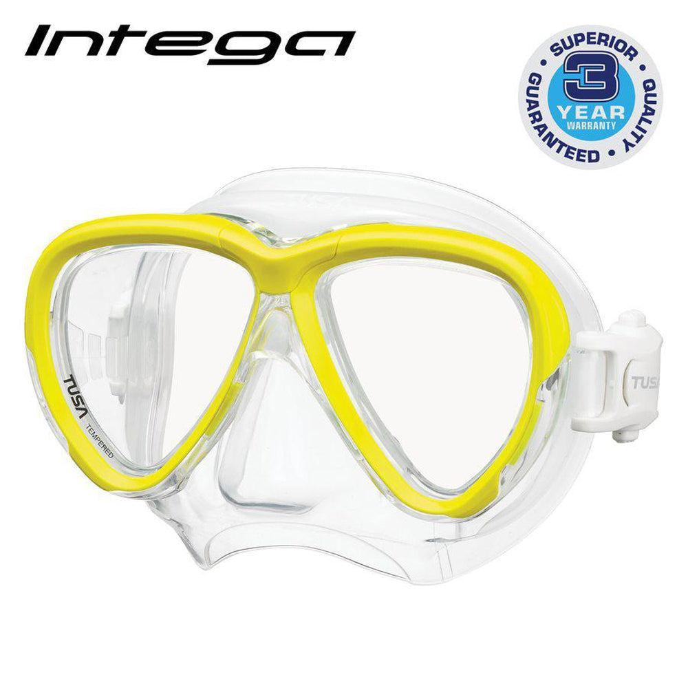 Tusa Intega Dual Lens Scuba Diving Mask-Falsh Yellow