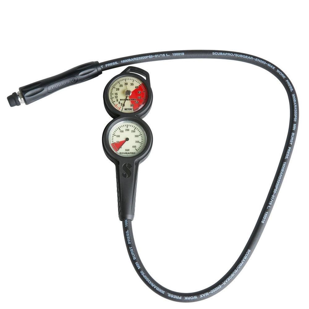 Scubapro 2-Gauge Metal Compact Pressure Gauge, Compact Depth Gauge Dive Console-