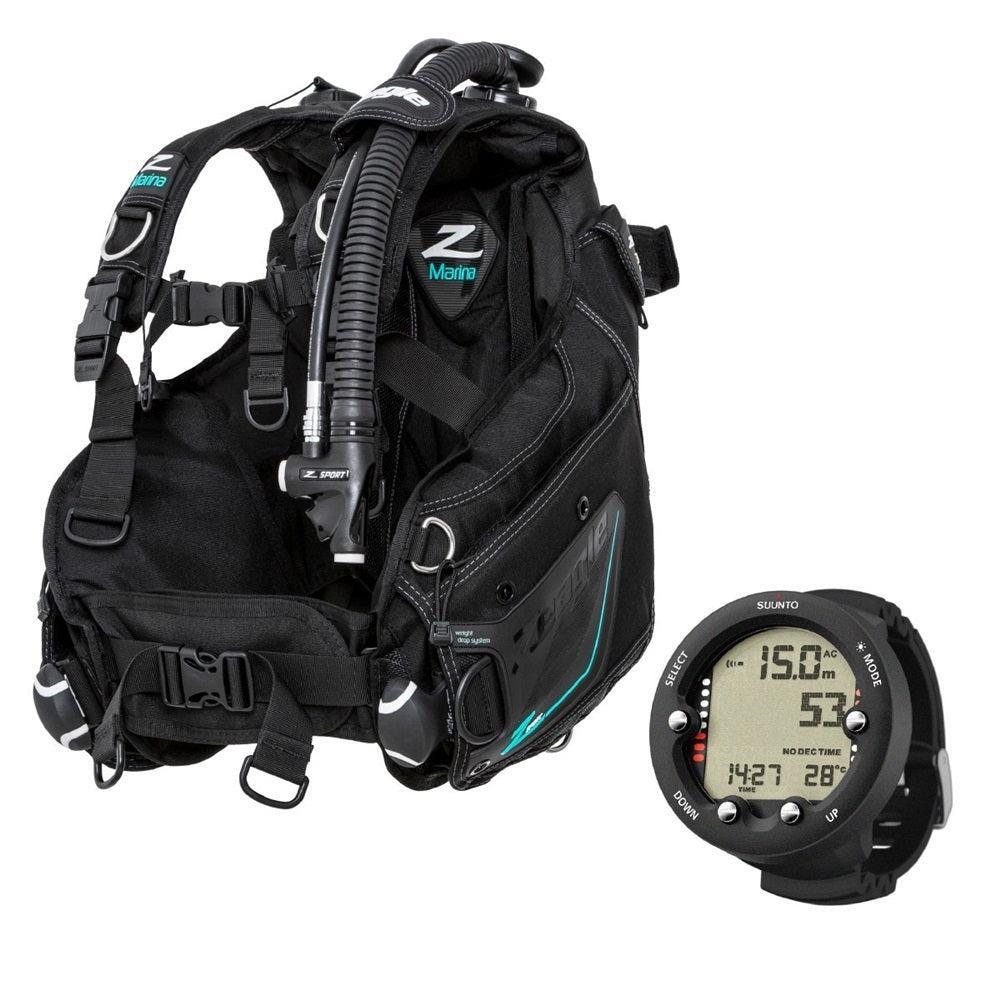 Zeagle Marina, w/inflator, hose and RE valve + Suunto Zoop Novo Package-Black-XS-