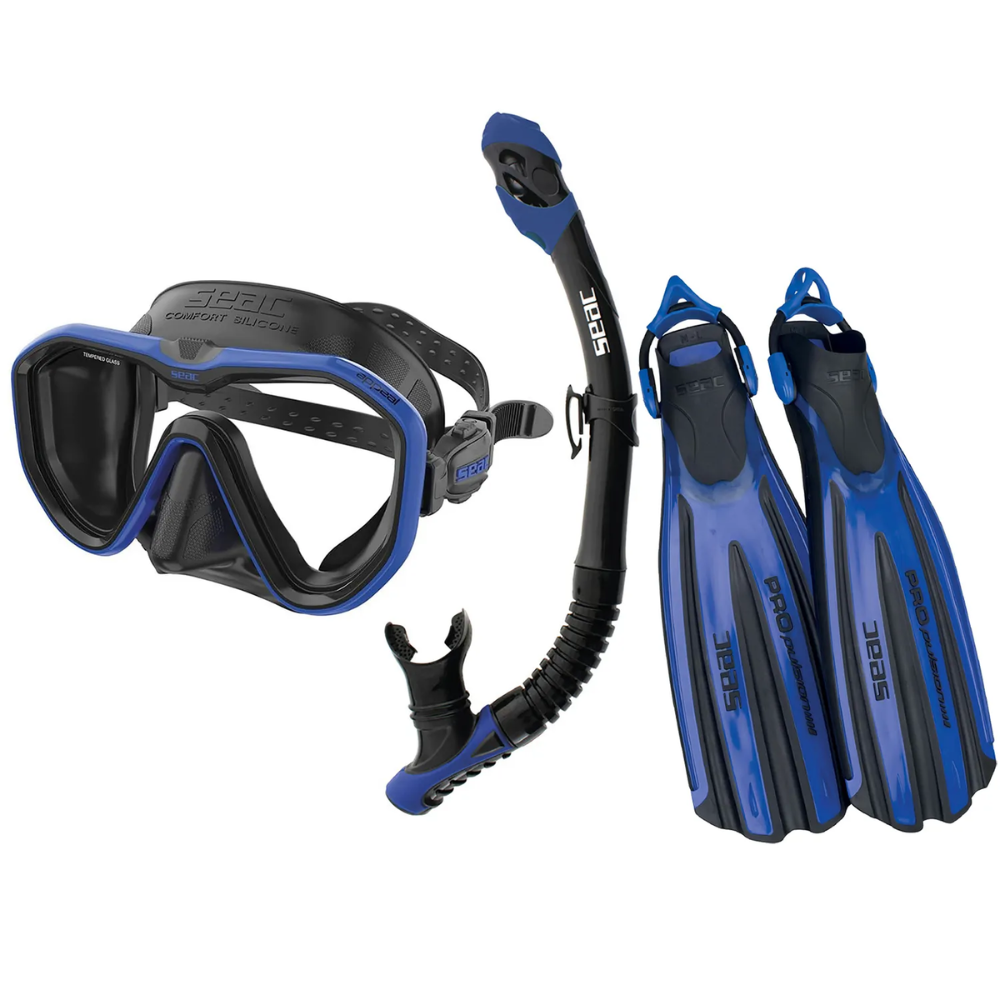 Seac Appeal Dive Mask with Reverse Dry Snorkel & Propulsion Sling Strap Fins Set