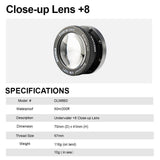 DiveVolk Underwater +8 Macro Close-up Lens for Seatouch 4 Max Housing – 67mm Optical Wet Lens