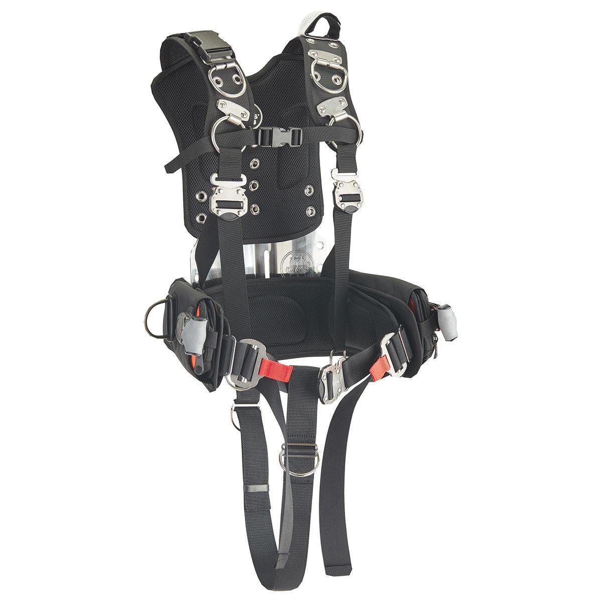 OMS Dive Gear Public Safety Harness Complete WITH Weight Pockets Color Black