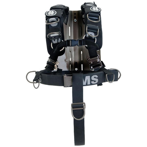 OMS Dive Gear Stainless Steel Backplate w/ Comfort Harness System III™ SIG, Crotch Strap, Back Pad w/ Weight pockets, 6 lb system, (1) Utility Pocket Style SS