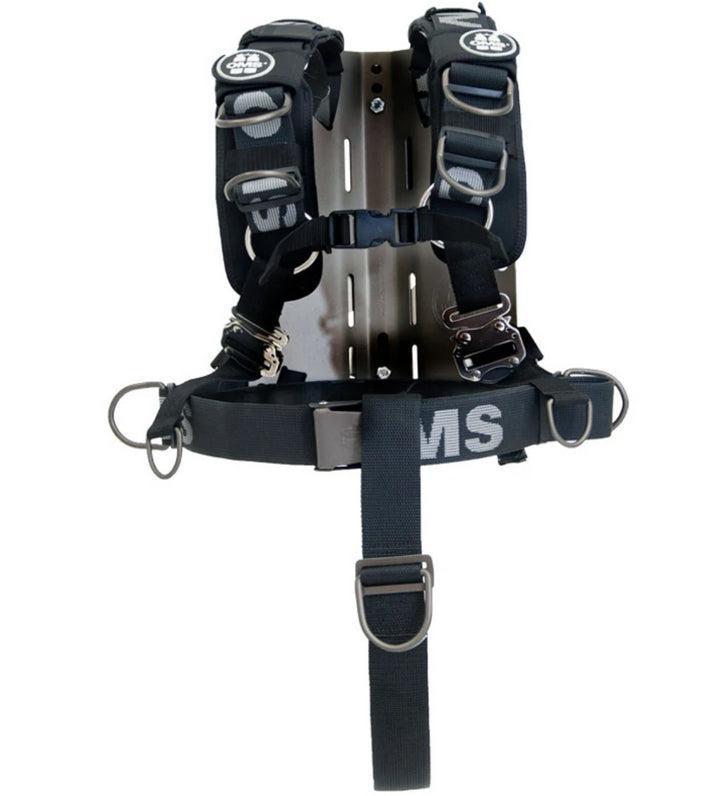 OMS Dive Gear Aluminum Backplate w/ SmartStream Harness SIG, Crotch Strap, Back Pad w/ Weight pockets, 6 lb system, (1)Utility Pocket and Shoulder Pads Style AL